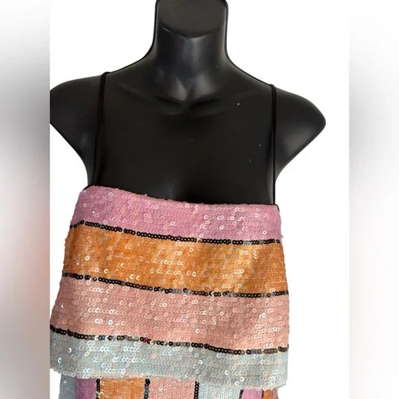 Gianni Bini Halson Multicolor striped Sequin Midi Dres Sz 0 NWT - Picture 8 of 11